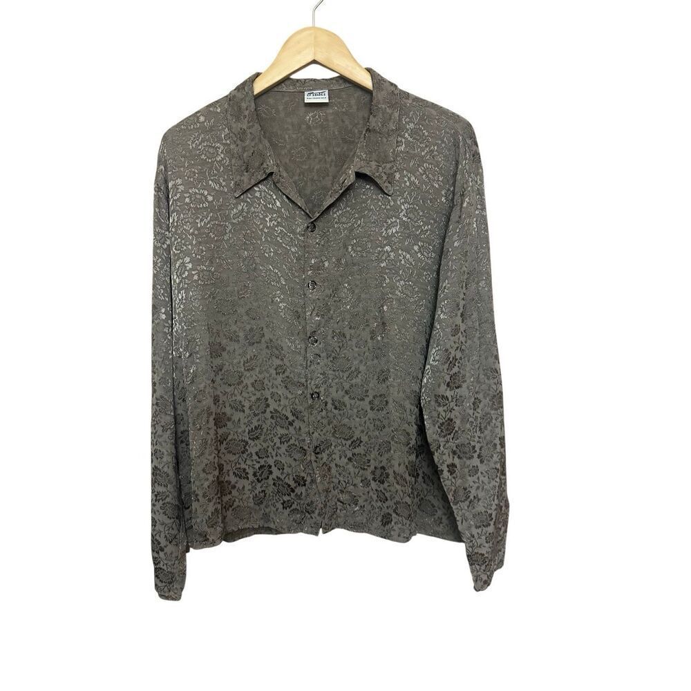CPShades brown floral jacquard long-sleeve button-down shirt Size: L